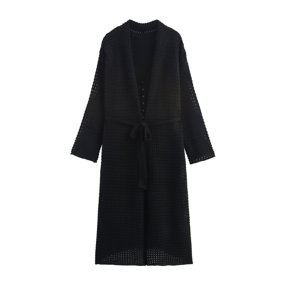 Damen Strickcardigan mit asymmetrischem Design und elegantem Taillengürtel R&B