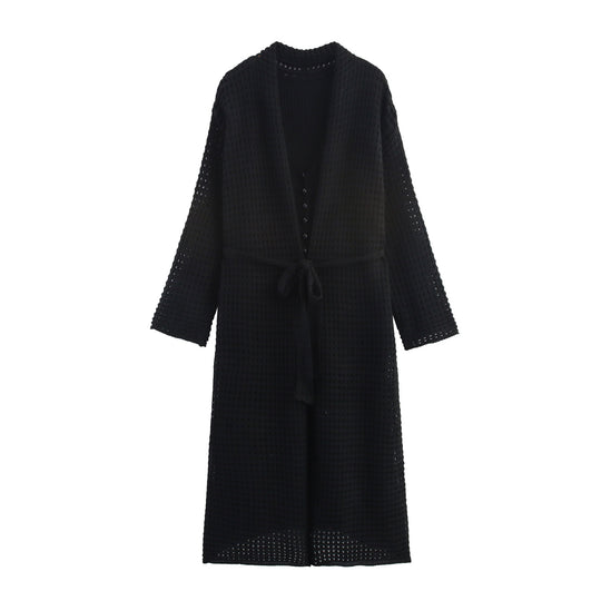 Damen Strickcardigan mit asymmetrischem Design und elegantem Taillengürtel R&B