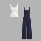Damen lässiger Tank-Top und weit geschnittenen Latzhose Set R&B