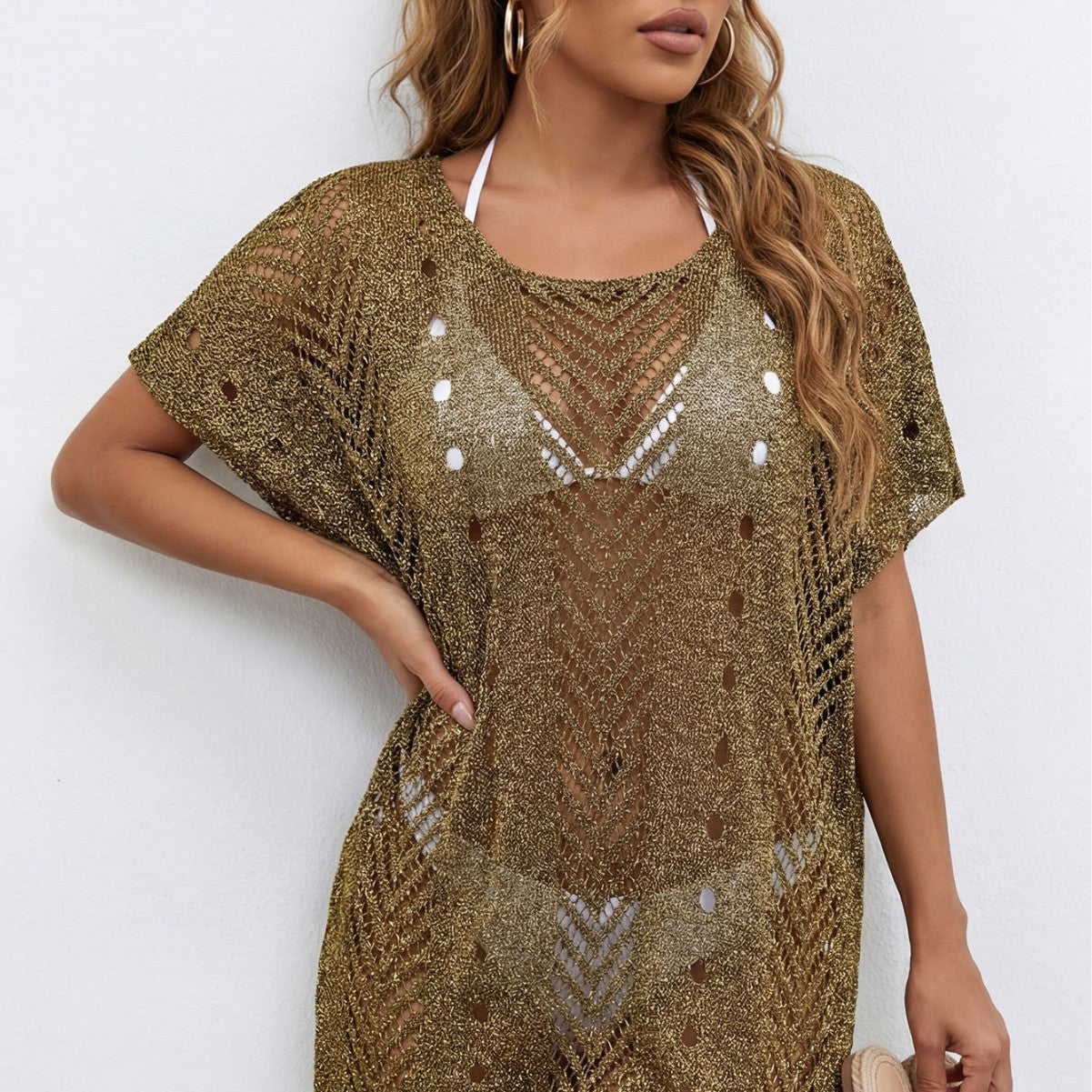 Damen eleganter häkelter Strandüberwurf R&B