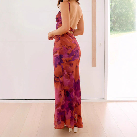 Damen Elegantes Maxikleid mit sanften Farbverlauf und filigranen Spaghettiträgern R&B