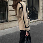 Damen Modische Oversized-Jacke mit strukturierten Details und Kontrastnähten R&B
