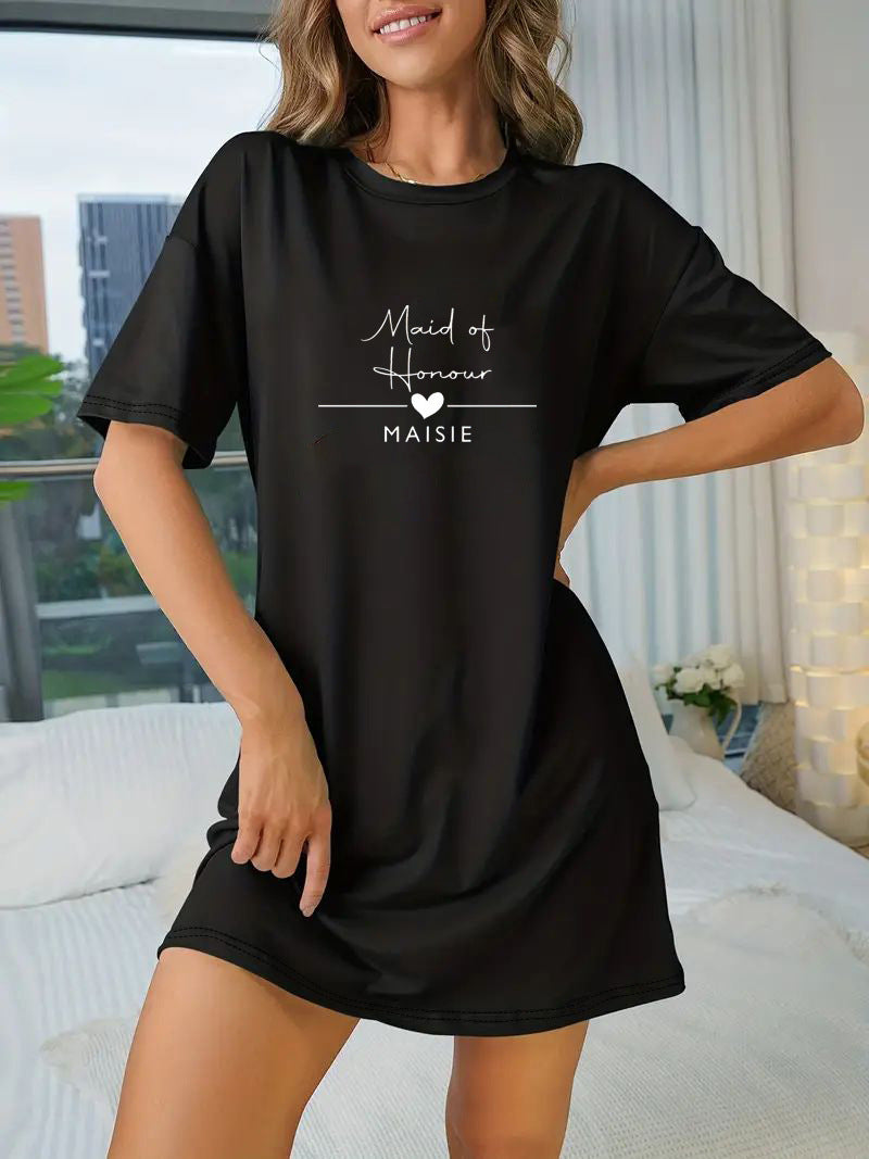 Damen T-Shirt-Kleid mit künstlerischem Blumenmotiv und figurbetontem Schnitt R&B