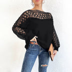 Damen Elegantes Strickoberteil mit raffinierten Spitzenärmeln R&B