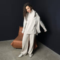 Damen Strick-Loungewear-Set mit hohem Kragen und weitem Schnitt R&B