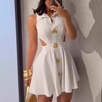 Damen Chic Kleids mit dekorativen Knopfdetails und modernem Schnitt R&B