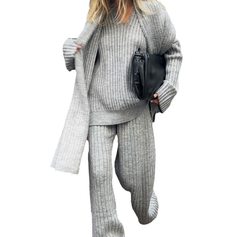 Damen Strickanzug mit weitem Schnitt und eleganten Rippdetails R&B