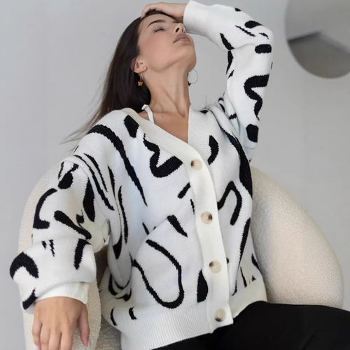 Damen Strickjacke mit einzigartigem Muster R&B