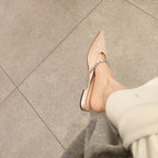 Damen elegante Sling-Ballerinas mit Luxus-Kettenakzent R&B