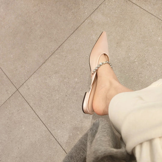 Damen elegante Sling-Ballerinas mit Luxus-Kettenakzent R&B
