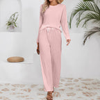 Damen Lässiges Lounge-Set aus leichtem Rippmaterial mit elastischem Bund R&B