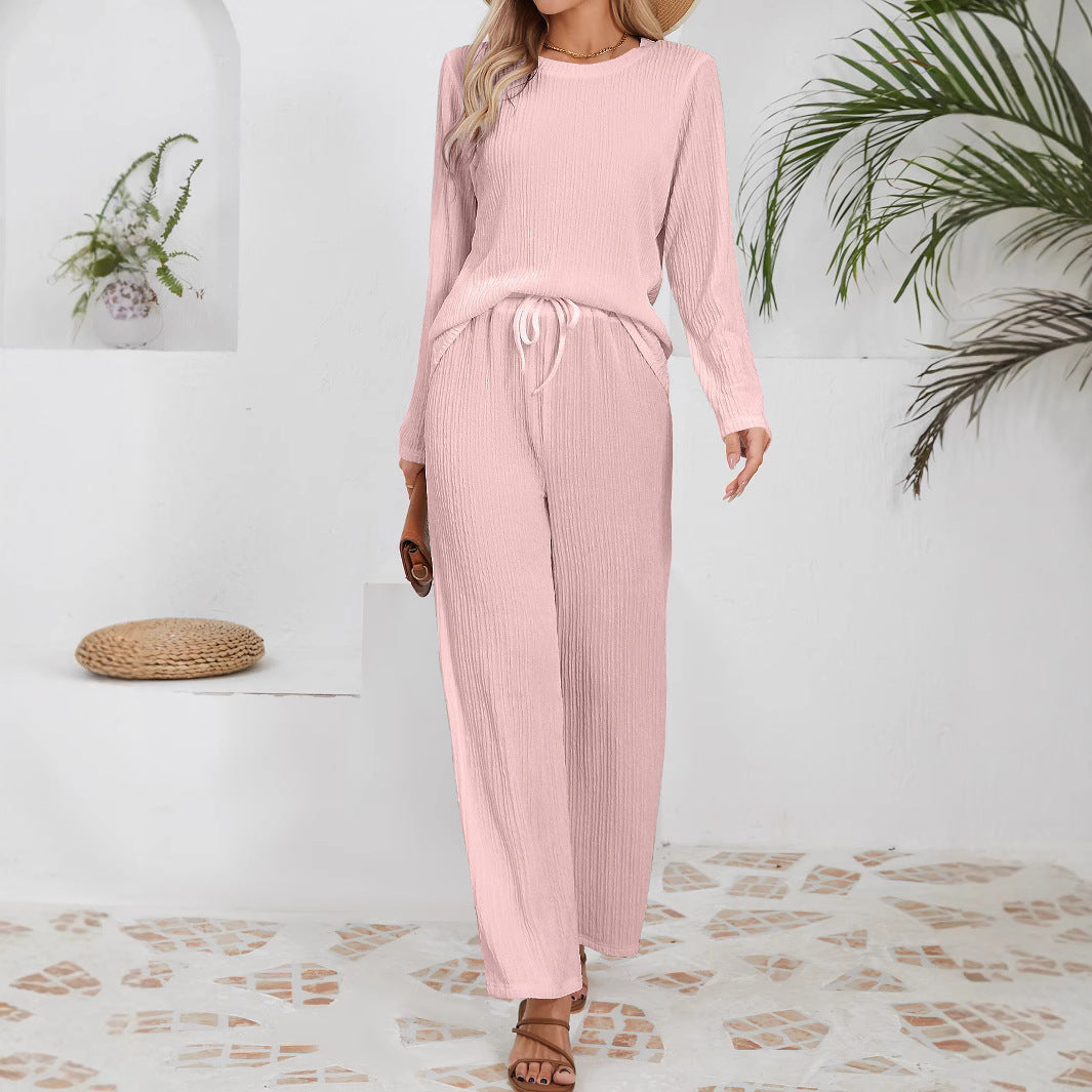 Damen Lässiges Lounge-Set aus leichtem Rippmaterial mit elastischem Bund R&B