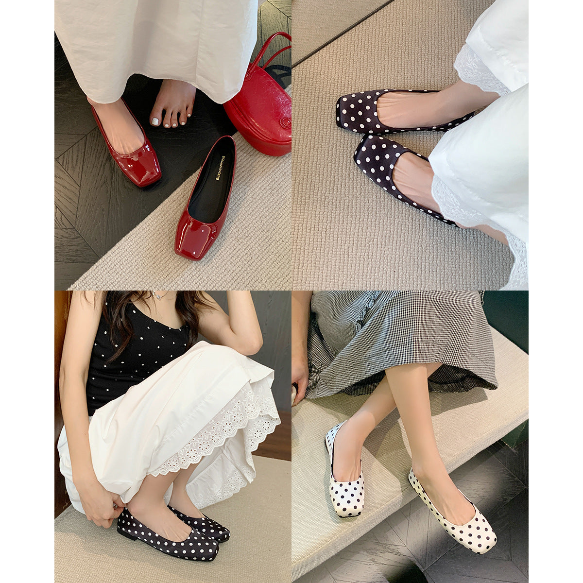 Damen Ballerinas mit verspieltem Punktedesign und bequemem Fußbett