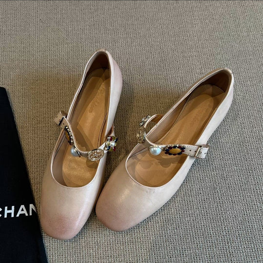 Damen Ballerina-Schuhe mit dekorativer Schnalle und elegantem Design R&B