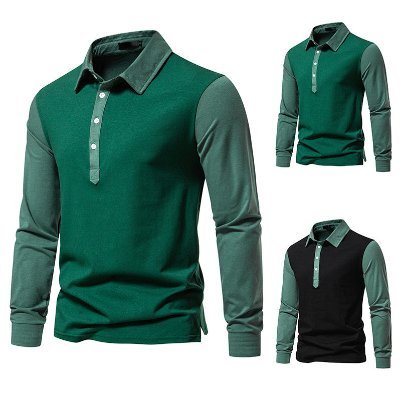 Herren Langarm-Henley-Shirt aus hochwertigem, atmungsaktivem Material mit Kontrastärmeln