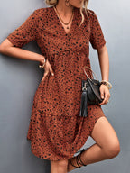 Damen Maxikleid mit floralem Muster und elastischer Taillierung R&B