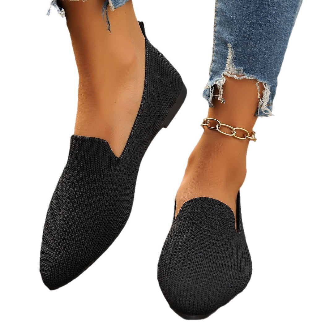 Damen atmungsaktive Strickslipper mit elegantem V-Ausschnitt R&B