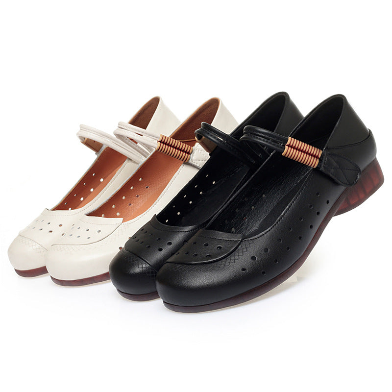 Damen atmungsaktive und bequeme Mary Jane Ballerinas mit elastischem Riemen R&B