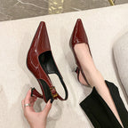 Damen Slingback-Pumps mit edlem Lackleder und aufregendem Absatzdesign R&B