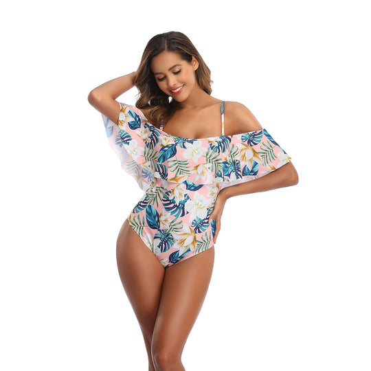 Damen Einteiliger Badeanzug mit Rüschendetails und floralem Muster R&B
