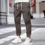 Herren nan tapered Freizeit-Cargohose mit aufgesetzten Klapptaschen, Tunnelzugbund und elastischen Beinabschlüssen R&B