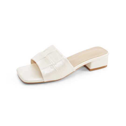 Damen elegante Mules mit modischem Faltendesign und komfortablem Blockabsatz R&B