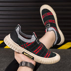 Damen Slip-On Freizeitschuhe mit elastischem Obermaterial und modischem Karomuster R&B