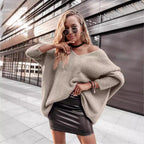 Damen Oversized Strickpullover mit asymmetrischem Design und lässigem Schnitt R&B