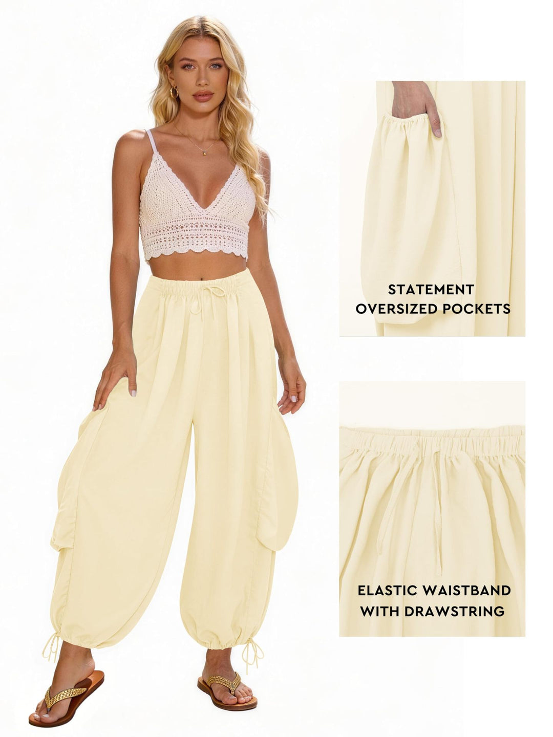 Damen Bequeme Freizeithose mit übergroßen Taschen und elastischem Bund R&B