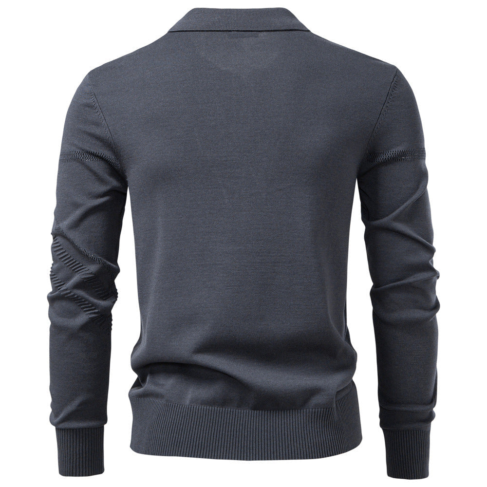 Herren Langarm Poloshirt mit modernem Strukturdesign