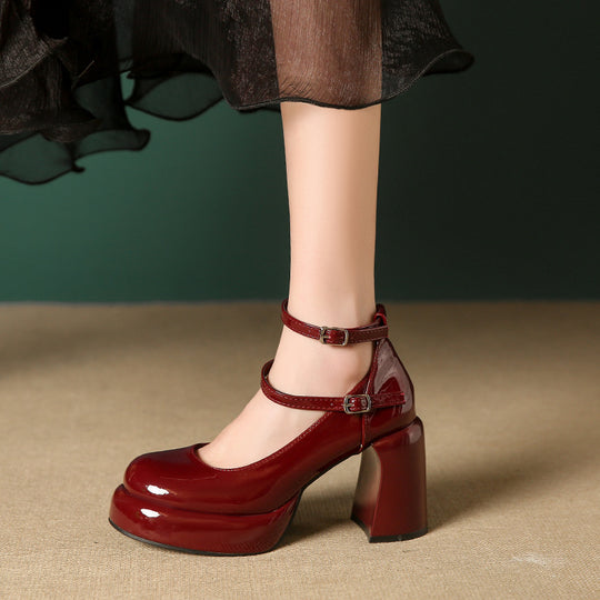 Damen Elegante Blockabsatz-Pumps mit verstellbarem Riemen R&B
