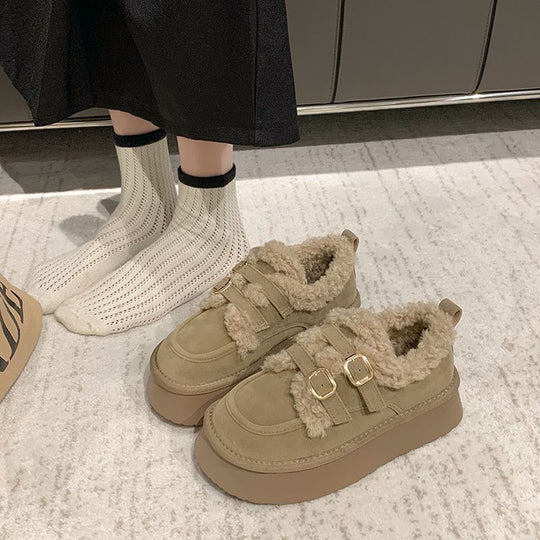 Damen Plüsch Sneaker mit breiten Riemen und dämpfender Sohle R&B
