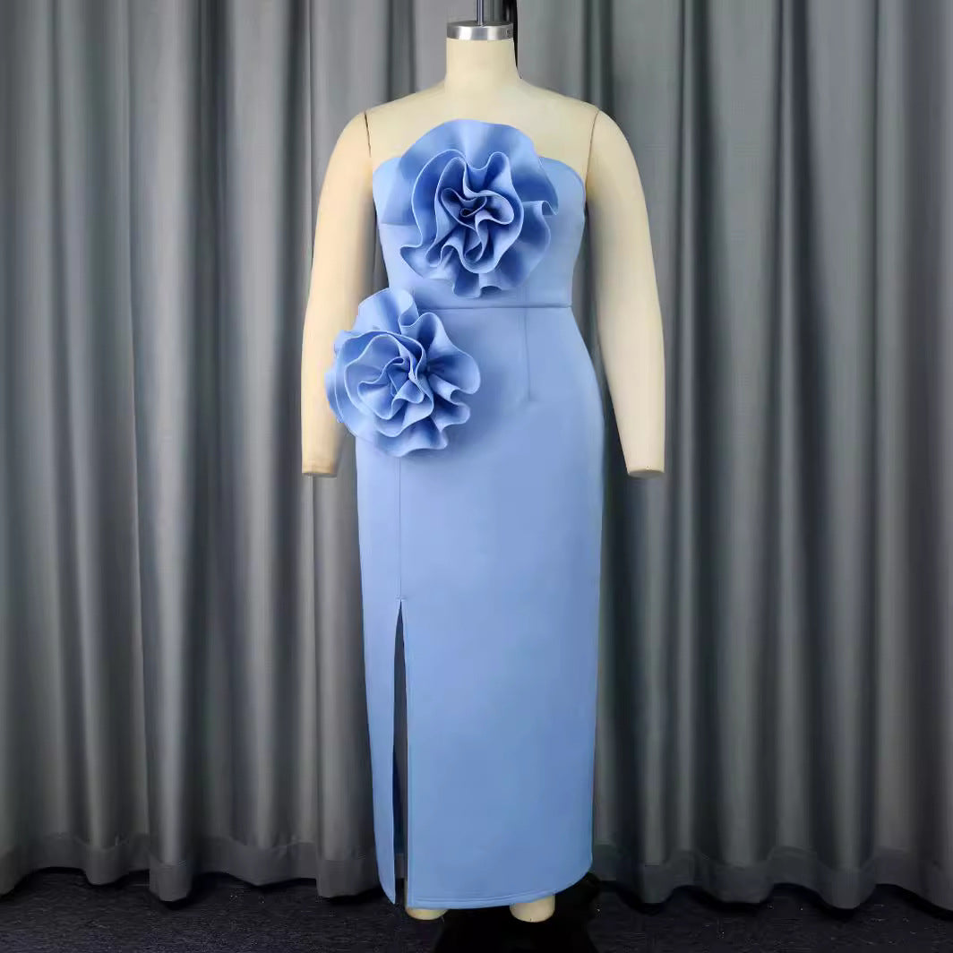 Damen Abendkleid mit voluminösen 3D-Blütenapplikationen R&B