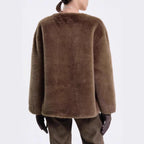 Damen kuschelige Steppjacke mit taillierbarem Design und elegantem Gürtel R&B