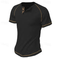 Herren Kurzarm-Henley-T-Shirt mit strukturierter Oberfläche und praktischer Knopfleiste R&B