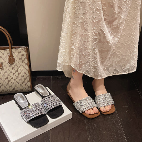 Damen Glamouröse Mules mit funkelnden Strassverzierungen und elegantem Design R&B