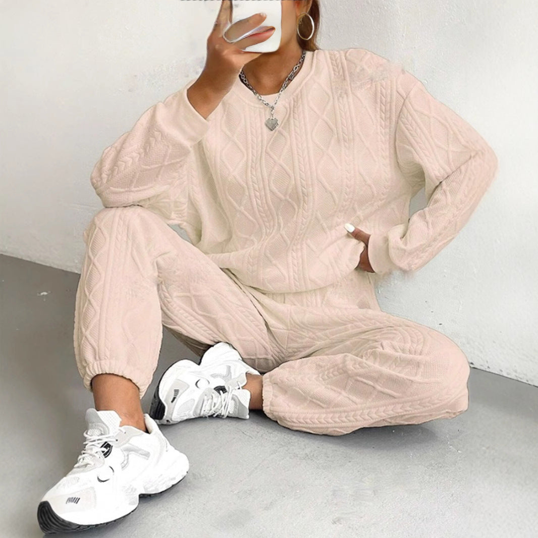 Damen gemütlicher Strick-Loungewear-Set mit Struktur