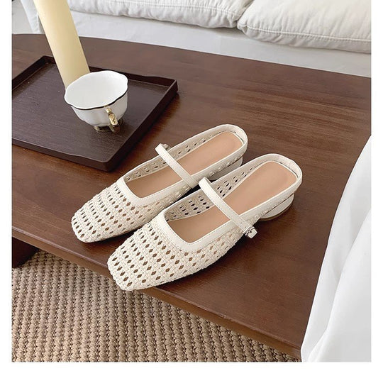 Damen elegante Ballerinas mit modischem Riemchen und atmungsaktiver Perforation R&B