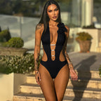 Damen Eleganter Badeanzug mit herausragendem Cut-Out-Design und floralem Akzent R&B