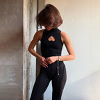 Damen Eleganter Bodycon-Jumpsuit mit herzförmigem Ausschnitt und hoher Kragen R&B