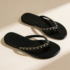 Damen Zehentrenner-Sandalen mit luxuriösem Kettenakzent und komfortablem Fußbett R&B
