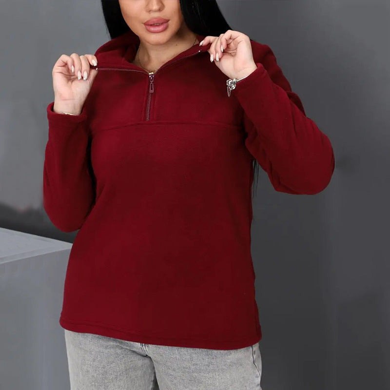 Damen Fleece-Pullover mit steigendem Kragen R&B