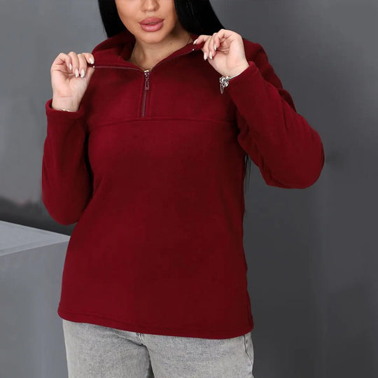 Damen Fleece-Pullover mit steigendem Kragen R&B