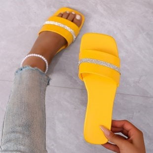 Damen modische Slides mit glitzerndem Riemen R&B