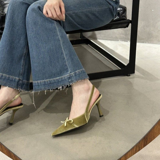 Damen Slingback Pumps mit zierlichem Schleifendetail R&B