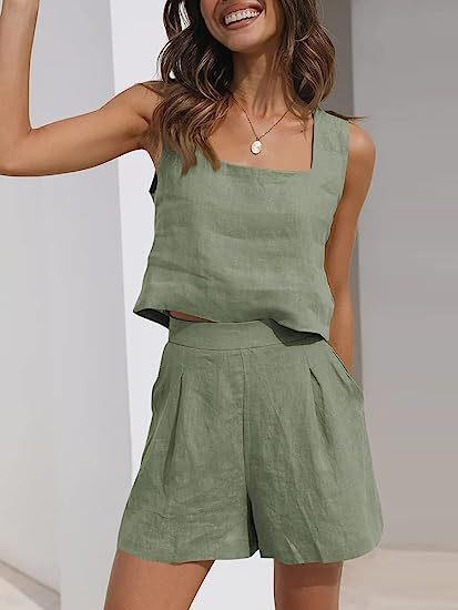 Damen Leichte Sommerbluse und Shorts Set R&B