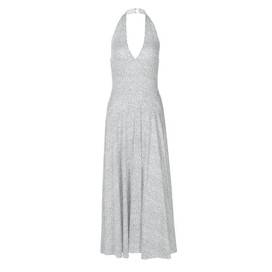 Damen Langärmeliges Maxikleid mit tiefem V-Ausschnitt und sportlichem Halter R&B