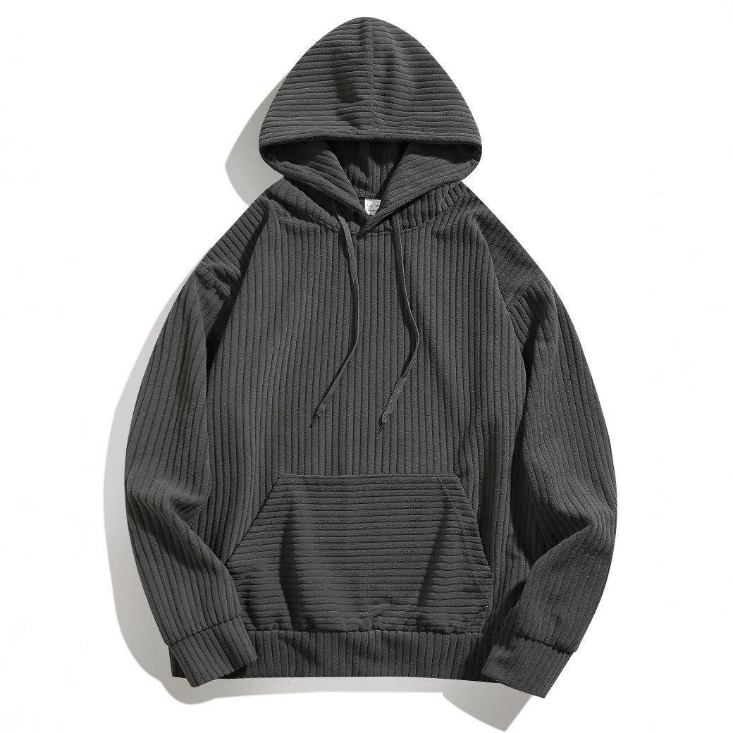 Herren Kapuzenpullover mit strukturierter Ripp-Textur und praktischen Taschen R&B