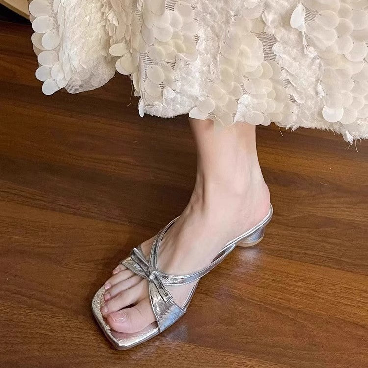 Damen elegante Mules mit dekorativem Schleifenakzent R&B