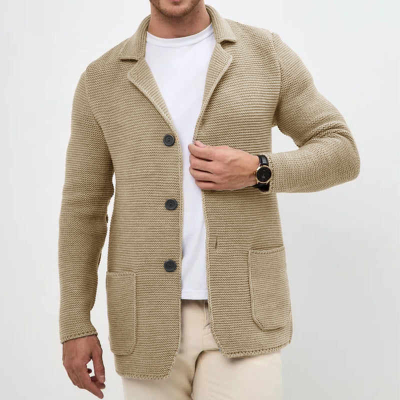 Herren Strickjacke mit warmem Schalkragen und praktischen Taschen R&B
